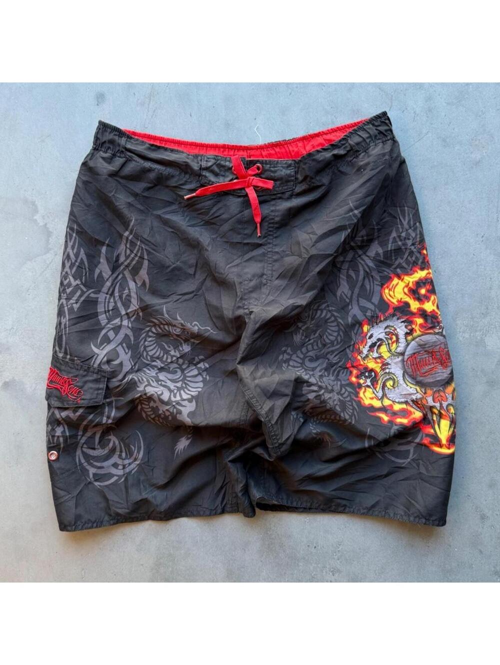y2k maui and sons swimwear dragon board shorts